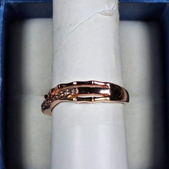 Natural Champagne Diamond ring in vermeil Rose Gold over 915 SS .25ct size 8 - Picture 6 of 6